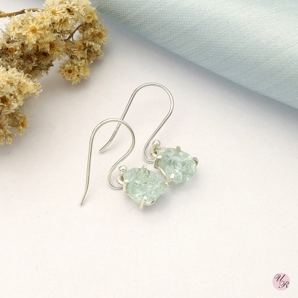 Aquamarine Rough Earring