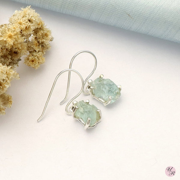 Aquamarine Rough Earring