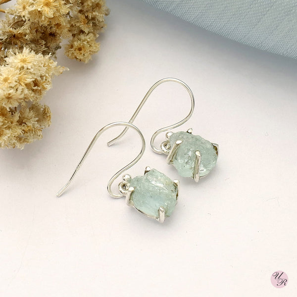 Aquamarine Rough Earring