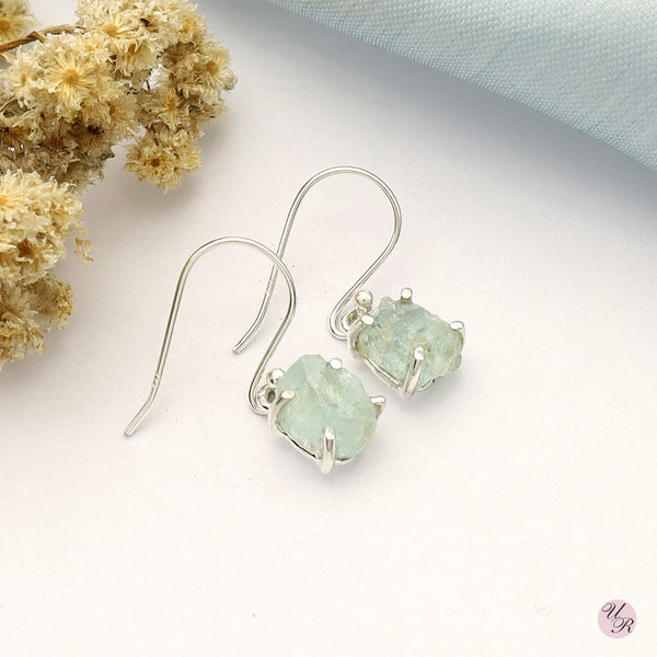 Aquamarine Rough Earring