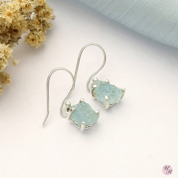 Aquamarine Rough Earring