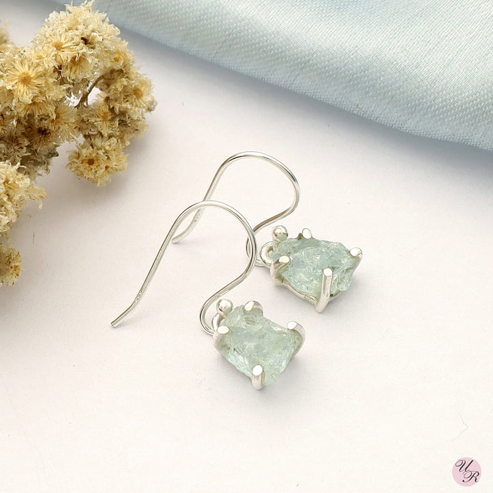 Aquamarine Rough Earring