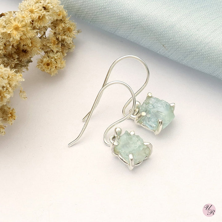 Aquamarine Rough Earring