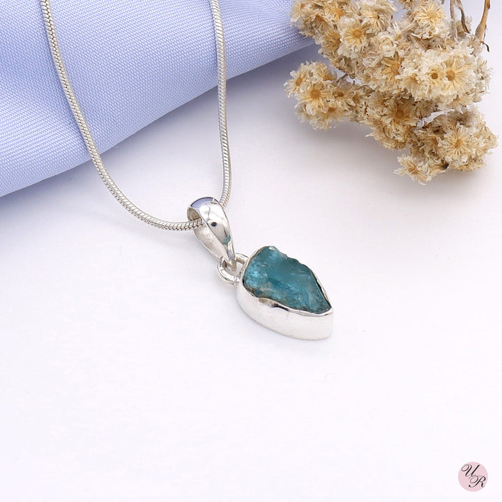 Apatite Rough Silver Pendant