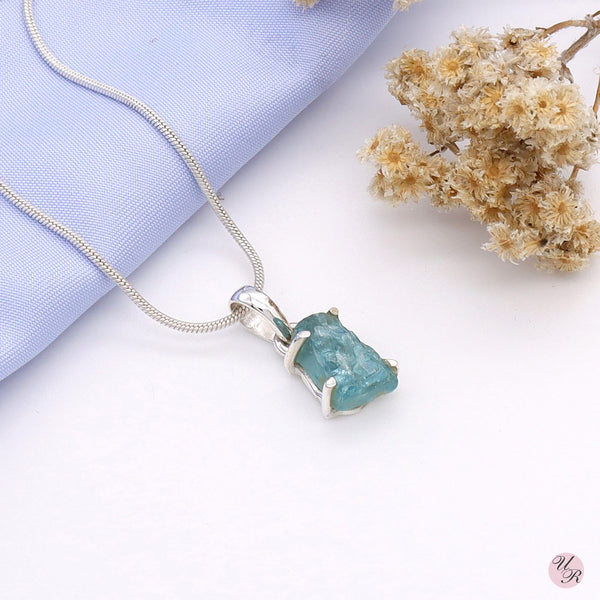 Apatite Rough Silver Pendant 