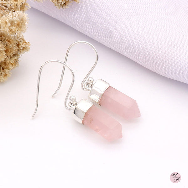 Rose Quartz Rough Earring