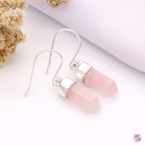 Rose Quartz Rough Earring