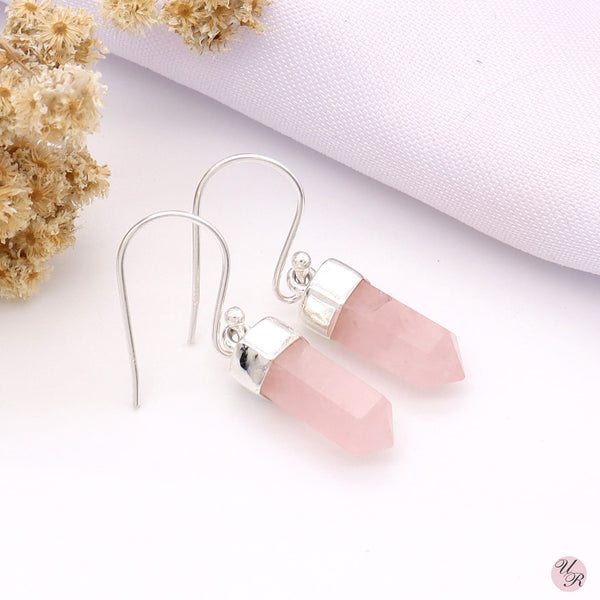 Rose Quartz Rough Earring