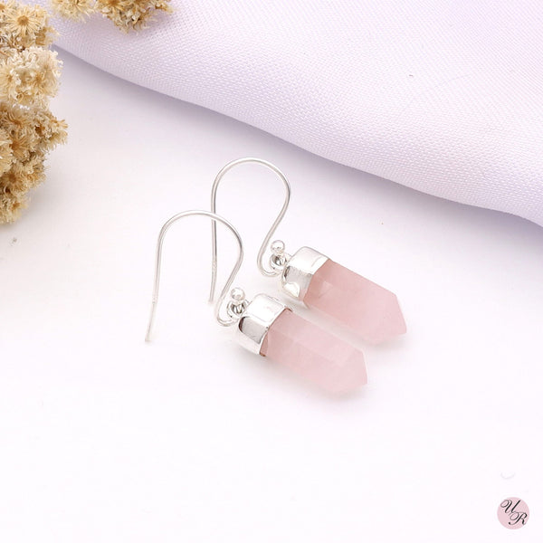 Rose Quartz Rough Earring