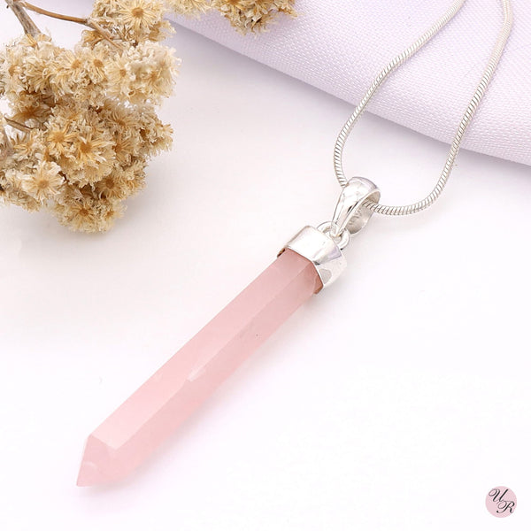 Rose Quartz Point Pendant Without Chain