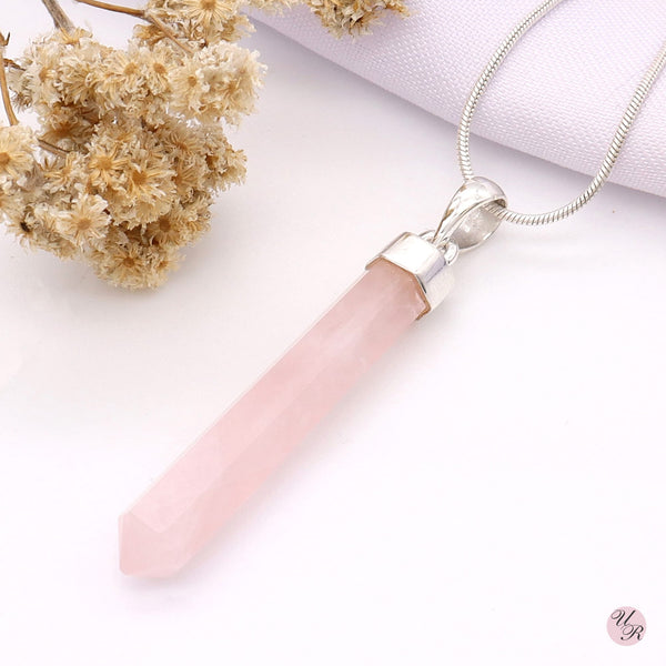 Rose Quartz Point Pendant Without Chain