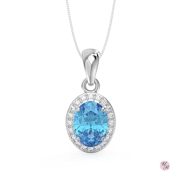 Blue Topaz Pendant Without Chain (Sp)