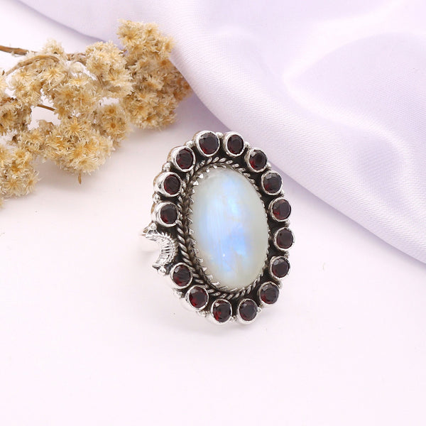 Rainbow Moonstone Ring (Adj.)