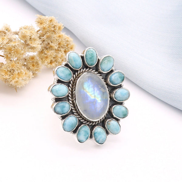 Moonstone, Larimar Ring (Adj.)