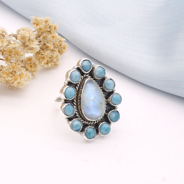 Moonstone, Larimar Ring (Adj.)