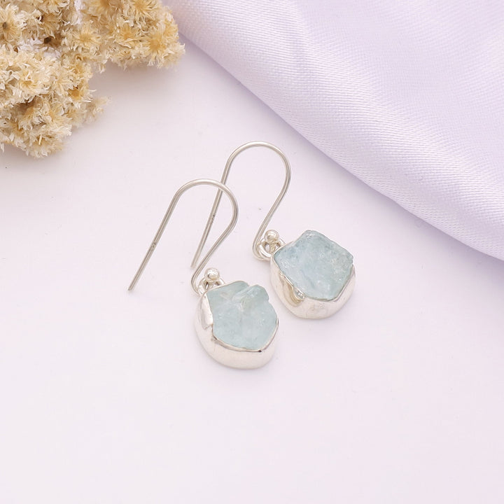 Aquamarine Rough Earring