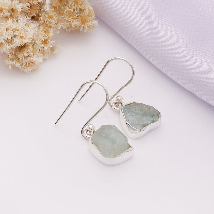 Aquamarine Rough Earring