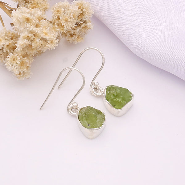 Peridot Rough Earring