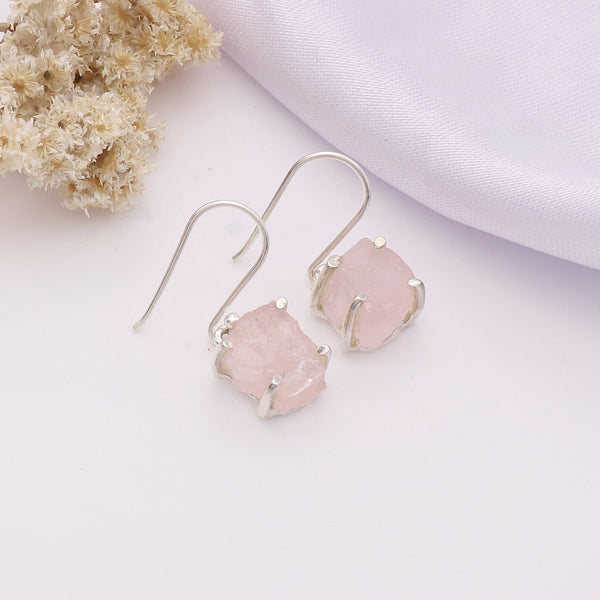 Rose Quartz Rough Earring