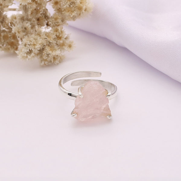 Rose Quartz Rough Ring (Adj.)