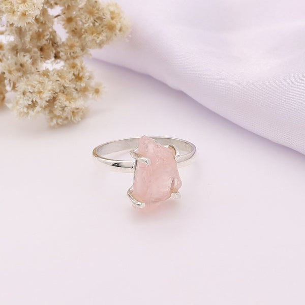 Rose Quartz Rough Ring