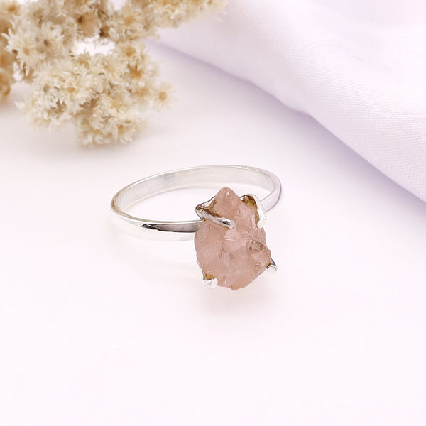 Rose Quartz Rough Ring