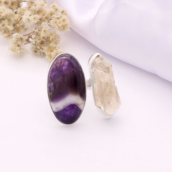 Chevron Amethyst Ring (Adj.)