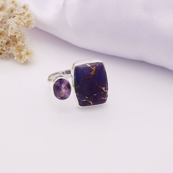 Purple Copper Turquoise Ring (Adj.)