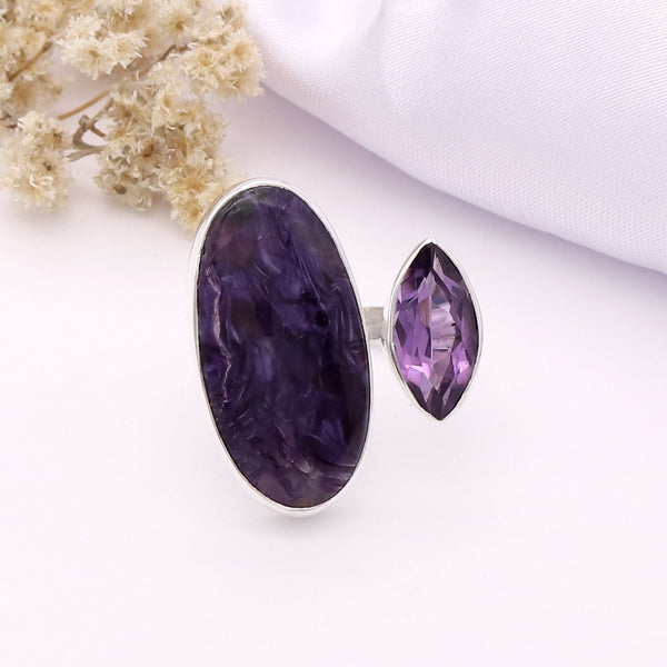 Charoite, Amethyst Ring (Adj.)