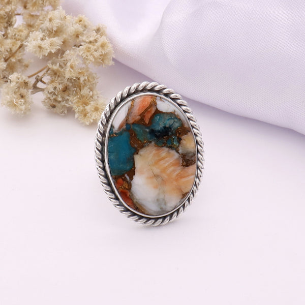 Handcrafted Oyster Turquoise Ring, Unique Statement Jewelry for All Occasions.