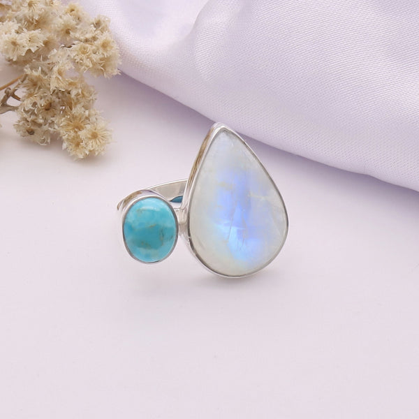 Rainbow Moonstone Ring