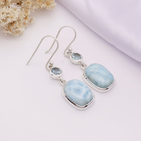 Larimar, Blue Topaz Earring