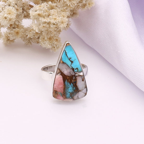 Pink Oyster Turquoise Ring