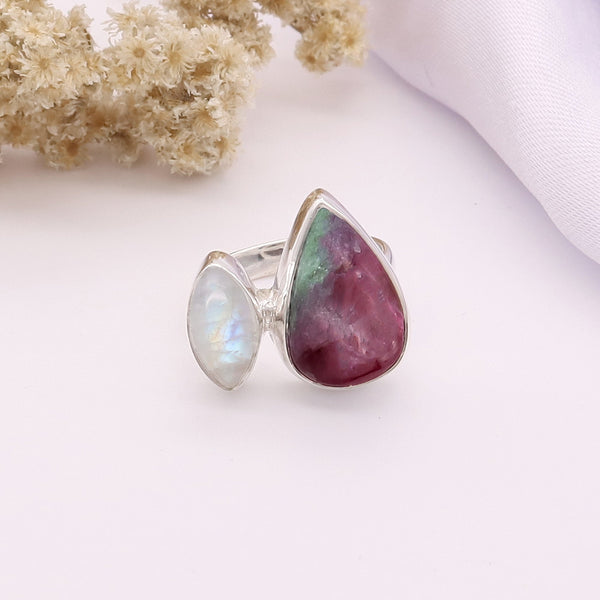 Ruby Zoisite, Moonstone Ring