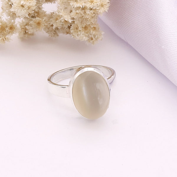 White Moonstone Ring