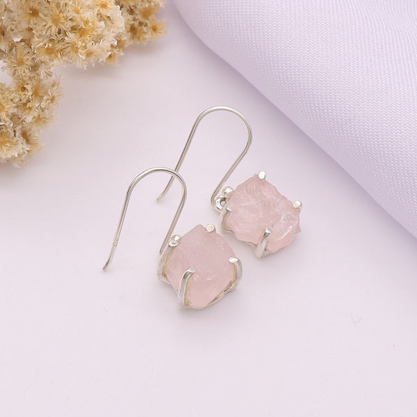 Rose Quartz Rough Earring