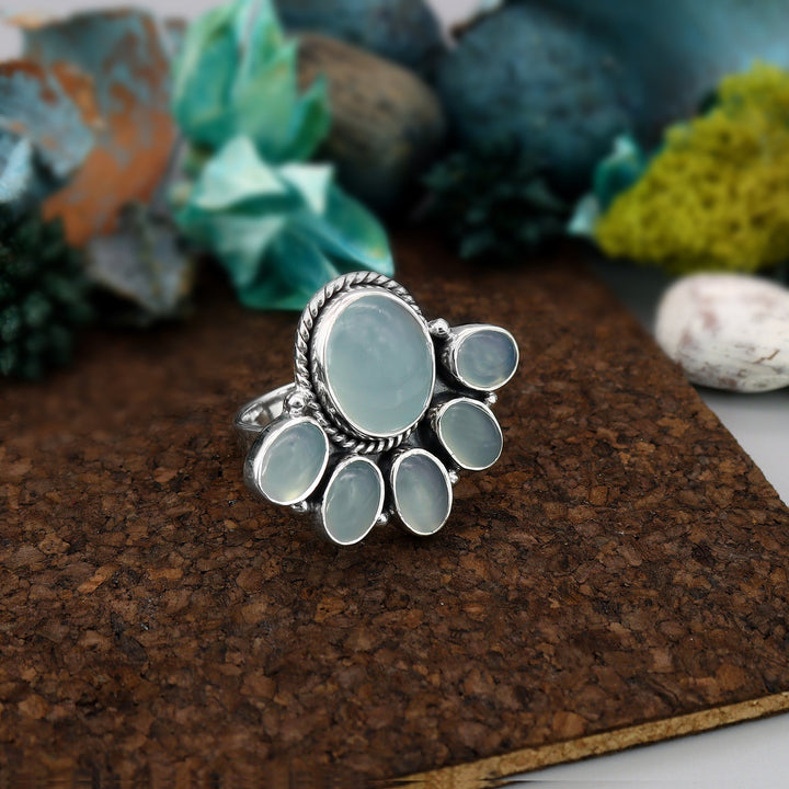 Aqua Chalcedony Ring 