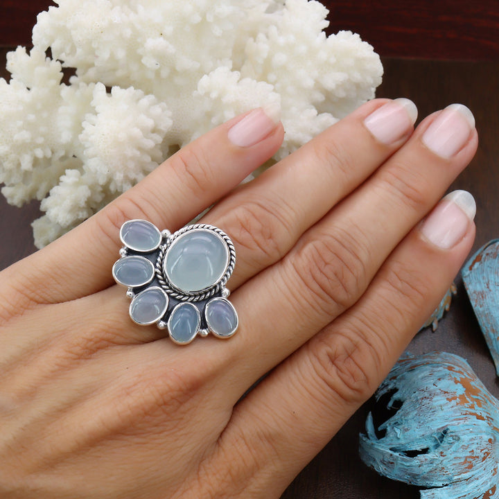 Aqua Chalcedony Ring 