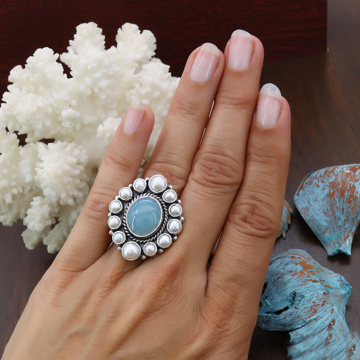 Aqua Chalcedony Ring (Adj.)