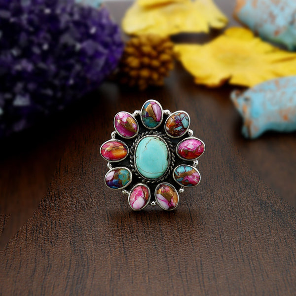 Pink Oyster Turquoise Ring (Adj.)