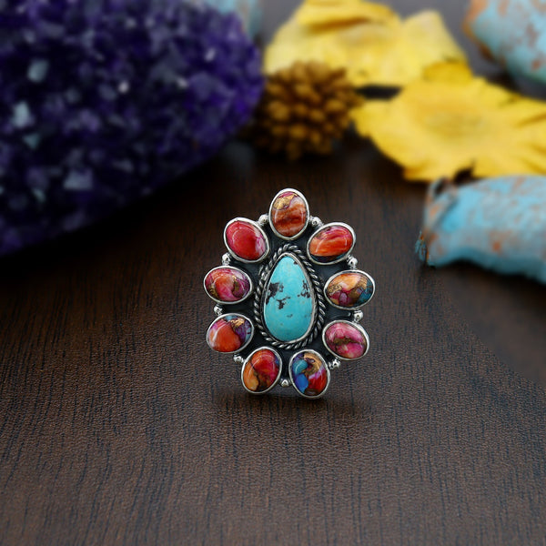 Pink Oyster Turquoise Ring (Adj.)