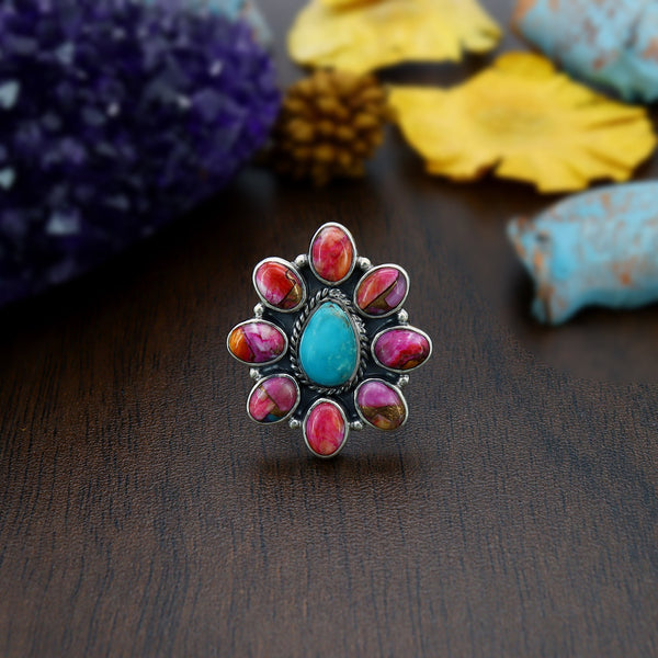 Pink Oyster Turquoise Ring (Adj.)