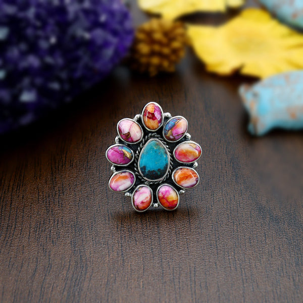 Pink Oyster Turquoise Ring (Adj.)