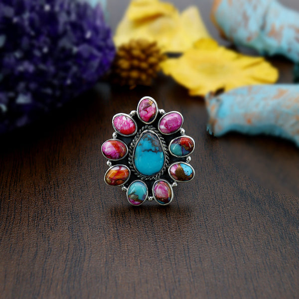 Pink Oyster Turquoise Ring (Adj.)