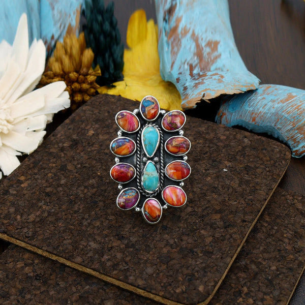 Pink Oyster Turquoise Ring (Adj.)