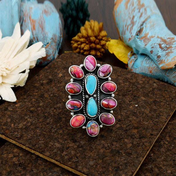 Pink Oyster Turquoise Ring (Adj.)