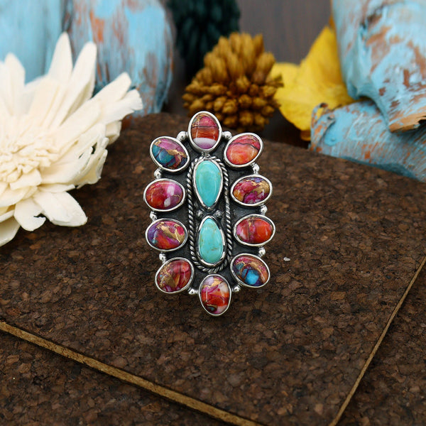 Pink Oyster Turquoise Ring (Adj.)