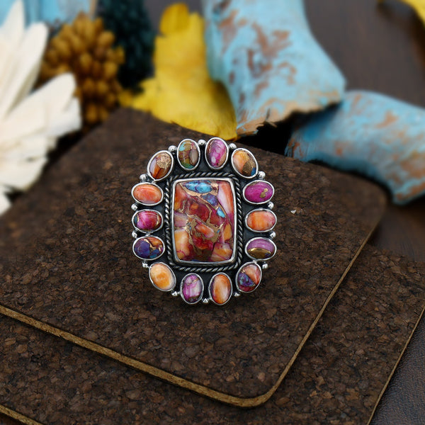 Pink Oyster Turquoise Ring (Adj.)