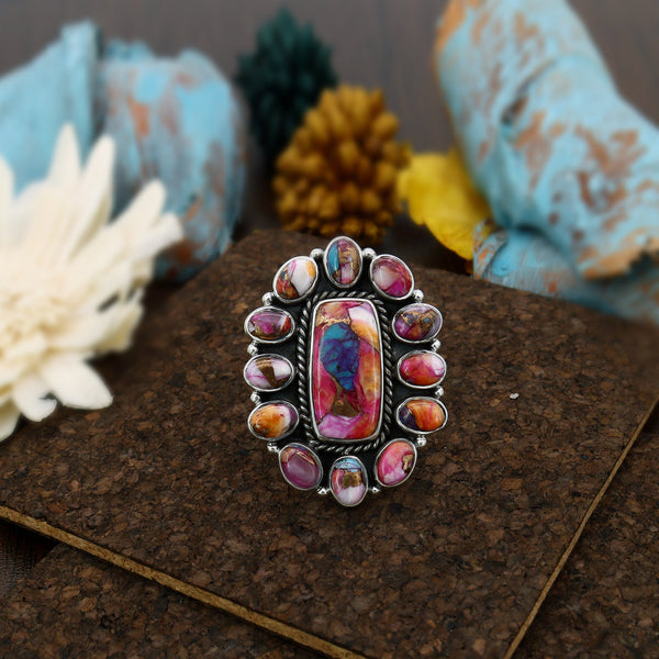 Pink Oyster Turquoise Ring (Adj.)