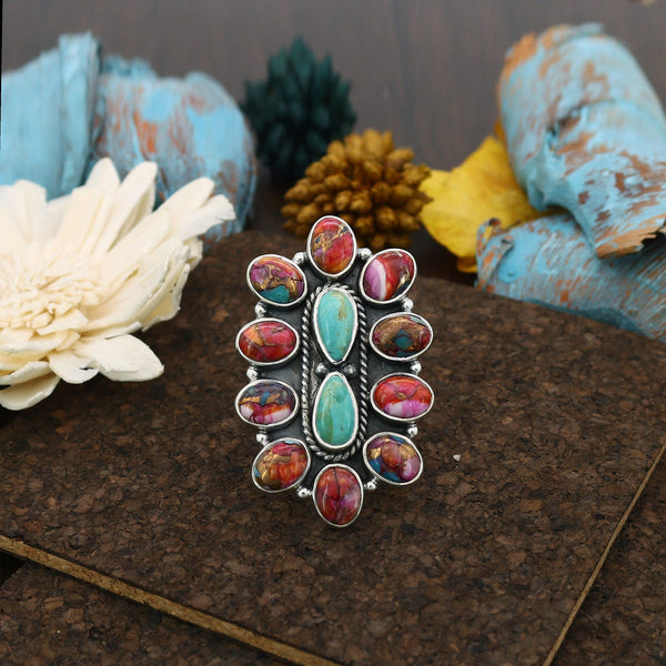 Pink Oyster Turquoise Ring (Adj.)